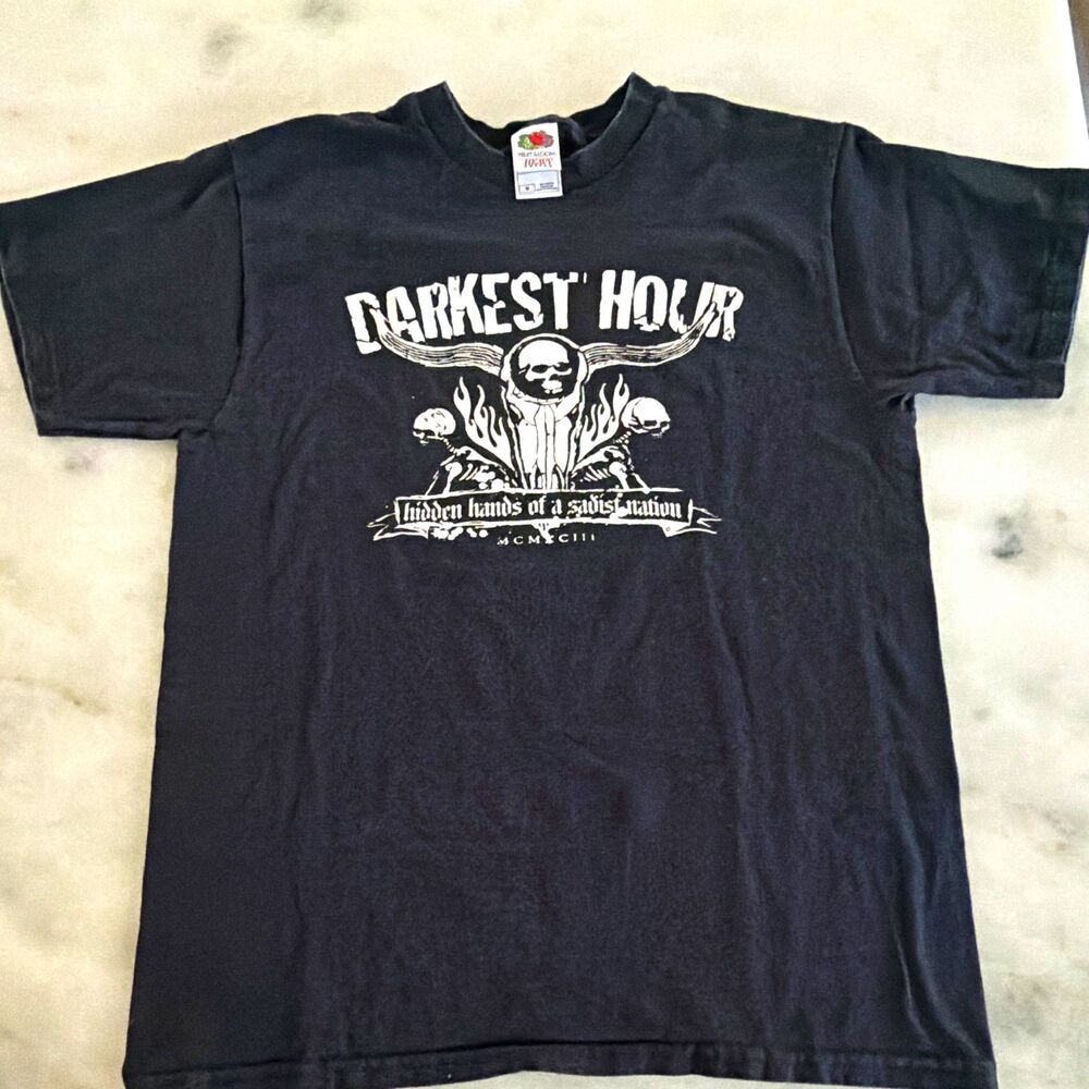 Fruit of the Loom Heavy Cotton Darkest Hour Skull Graphic Tee Black Men's M